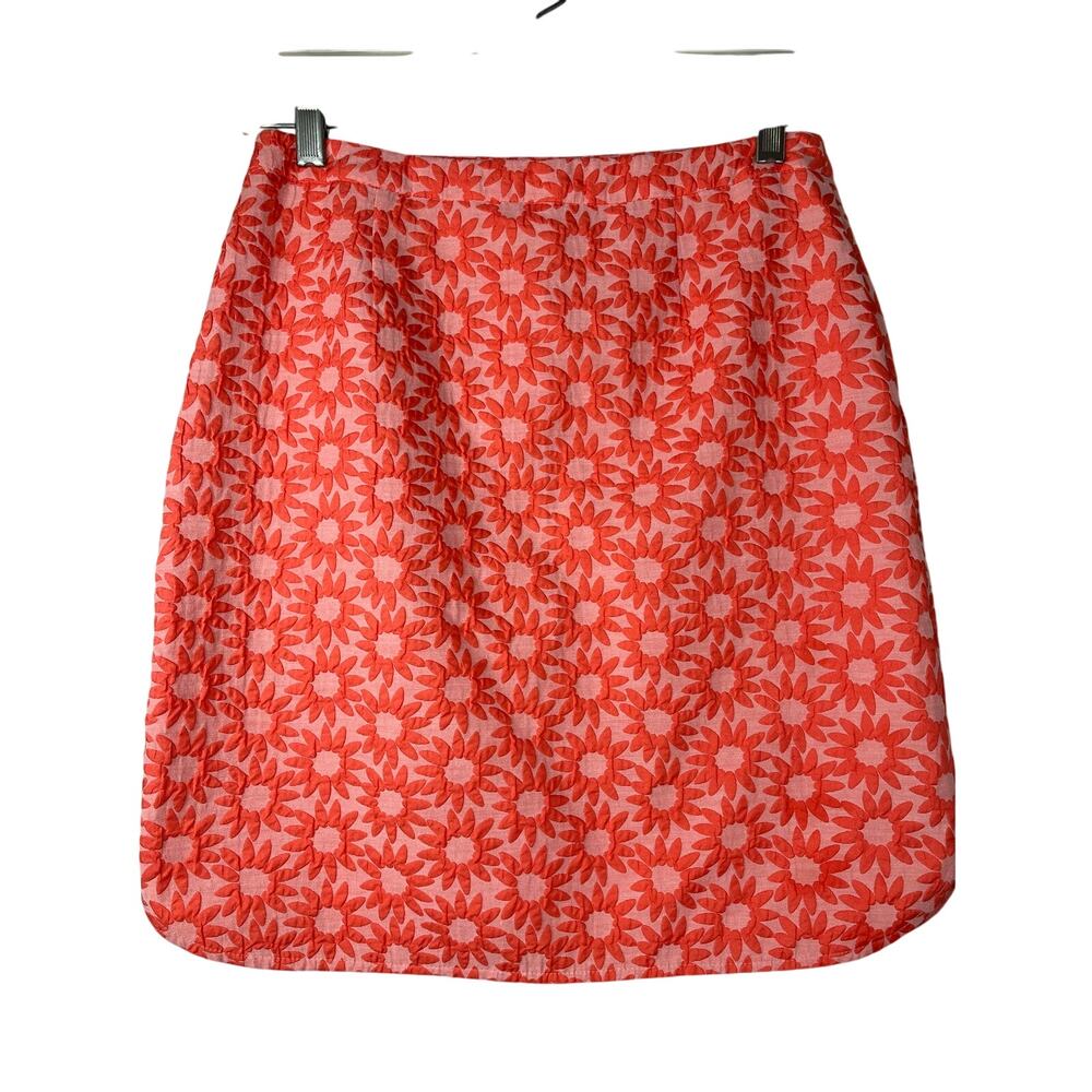 Boden orange floral textured knee length skirt, size 4, EUC